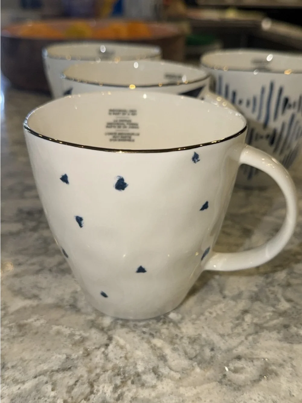 Lenox Blue Bay Porcelain Coffee Mugs Set of 5 | Assorted Blue Patterns
